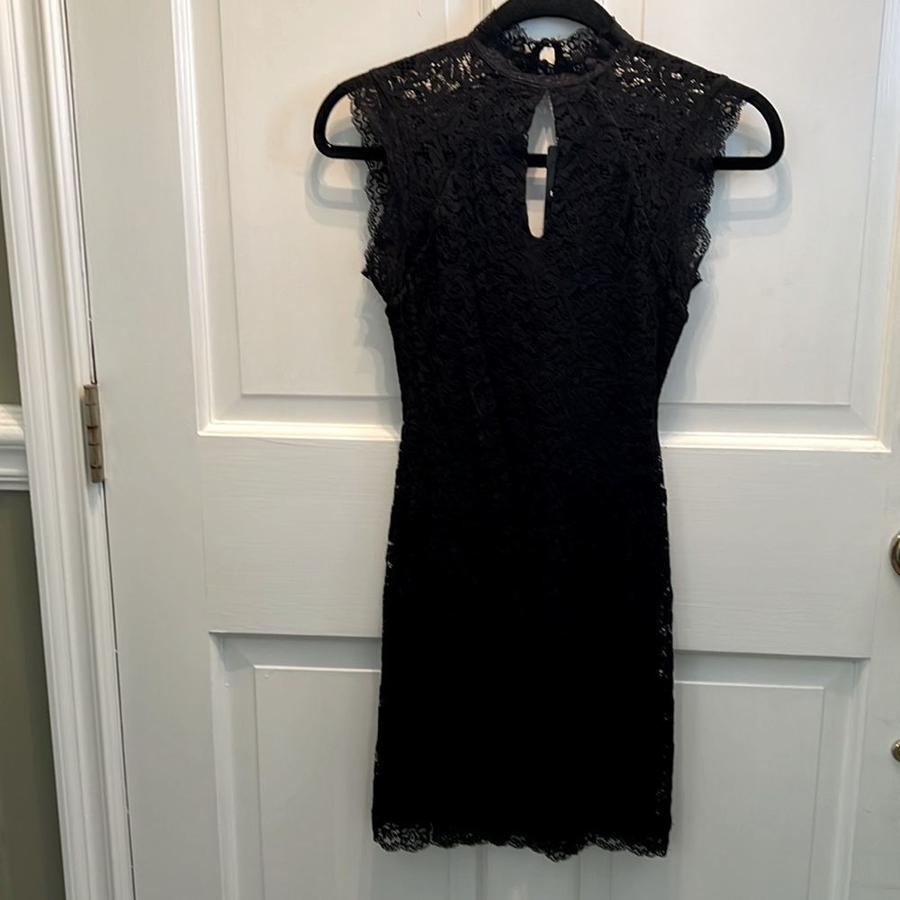 SALE! SAVE $11.00 Bebe Black Sleeveless Mock Neck Lace Dress